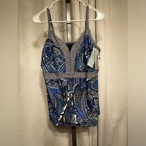 NWTAG Tropical Ocean Blue Mix “ Costal Blue” Tankini Top